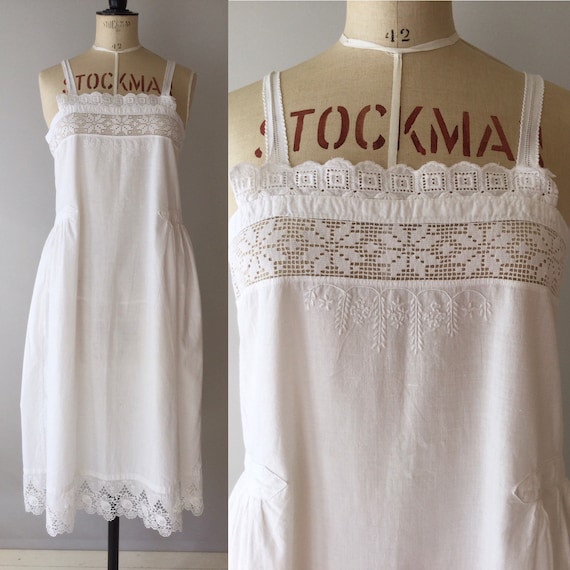 Antique Hungarian Chemise, Size S, Antique Cotton