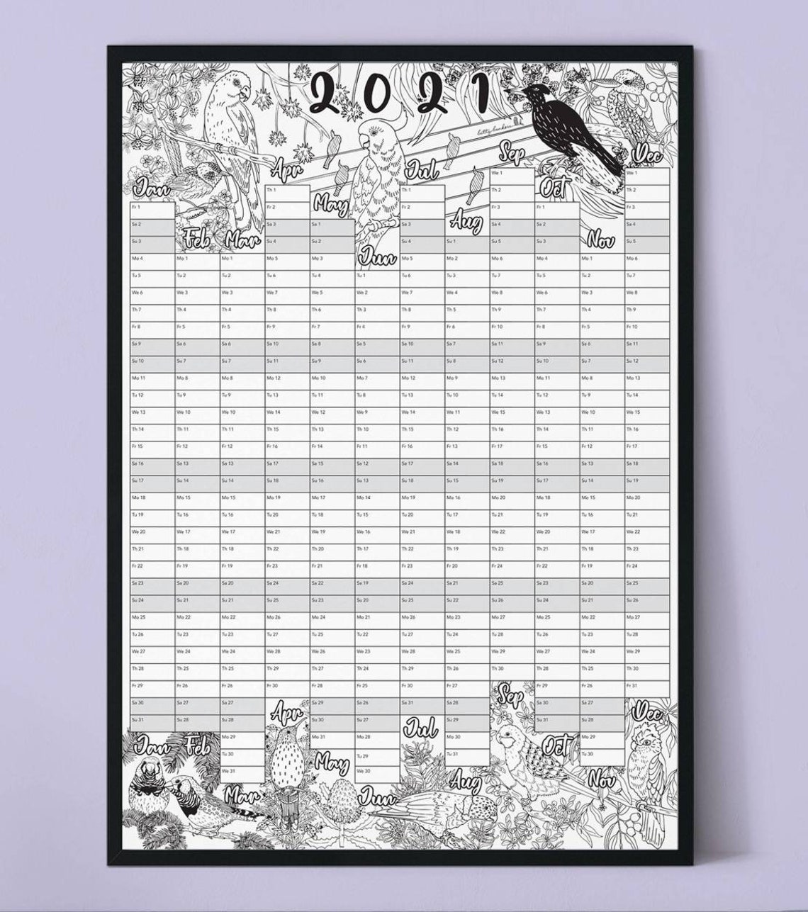 2021 Wall Planner Calendar Large Wall Calendar Year Etsy