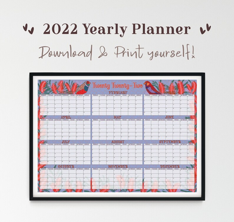 PRINTABLE A1 2022 Year Planner Calendar Wall Planner Etsy Hong Kong