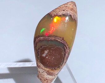 Item:O18558 Mexico Top Quality 6.3ct Polished Fire Opal Crystal Cabochon Perfect for Jewelry