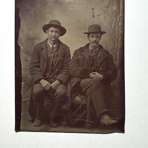 Early Civil War Era Tintype 2 Gentlemen with Mustaches - Original Vintage Tintype Photograph - Circa 1860s - Item:TT24006