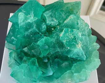 Rare 4.6” XL Museum Quality Riemvasmaak Gem Fluorite Crystal Cluster 2.1lb Crystal Specimen - Riemvasmaak, South Africa - Item:F23053