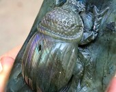 Rare 226g Hand Carved Labradorite Spectrolite) Lucky Beetle Sacred Scarab Egyptian Immortality Crystal Carving - Madagascar - Item L170644