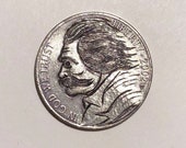 Rare 2002 Real Hand Carved Jefferson Hobo Nickel Mark Twain Coin Engraving Carving - Art - Perfect for Jewelry or Novelty - Item HN18022