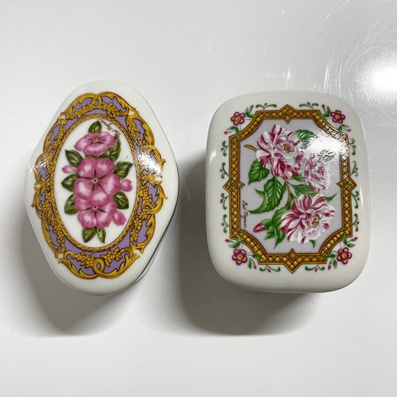 2pc Lot Vintage Japanese Porcelain Evergreen Jewe… - image 1