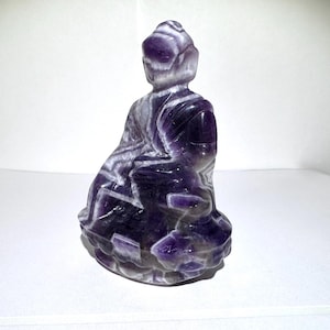 Rare 3.1” Chevron Amethyst Buddha Crystal Carving 122g Carved Amethyst Stone Buddha - South Africa