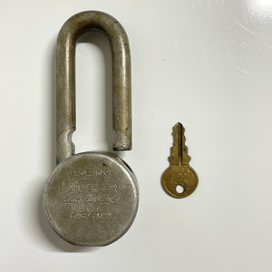 Jeu de cadenas et de clés antiques de 4,3 po., American Lock Company, serrure fonctionnelle de collection en métal en acier - Article : VC22316