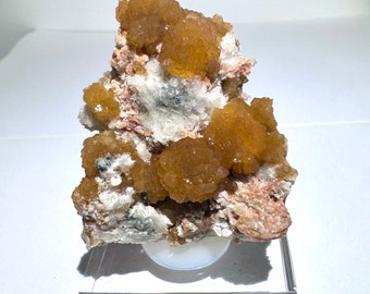 Kazakhstan Stellerite Crystals with Gmelinite, Chabazite Mounted Mineral Specimen 1.9” 70g Sokolovskoe Mine, Rudny, Kostanay, Kazakhstan