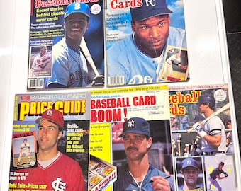 5pc Lot Vintage Baseball Card Price Guide Set 1987-1990 Collectible Lot Featuring Ken Griffey Jr, Bo Jackson, Todd Zeile