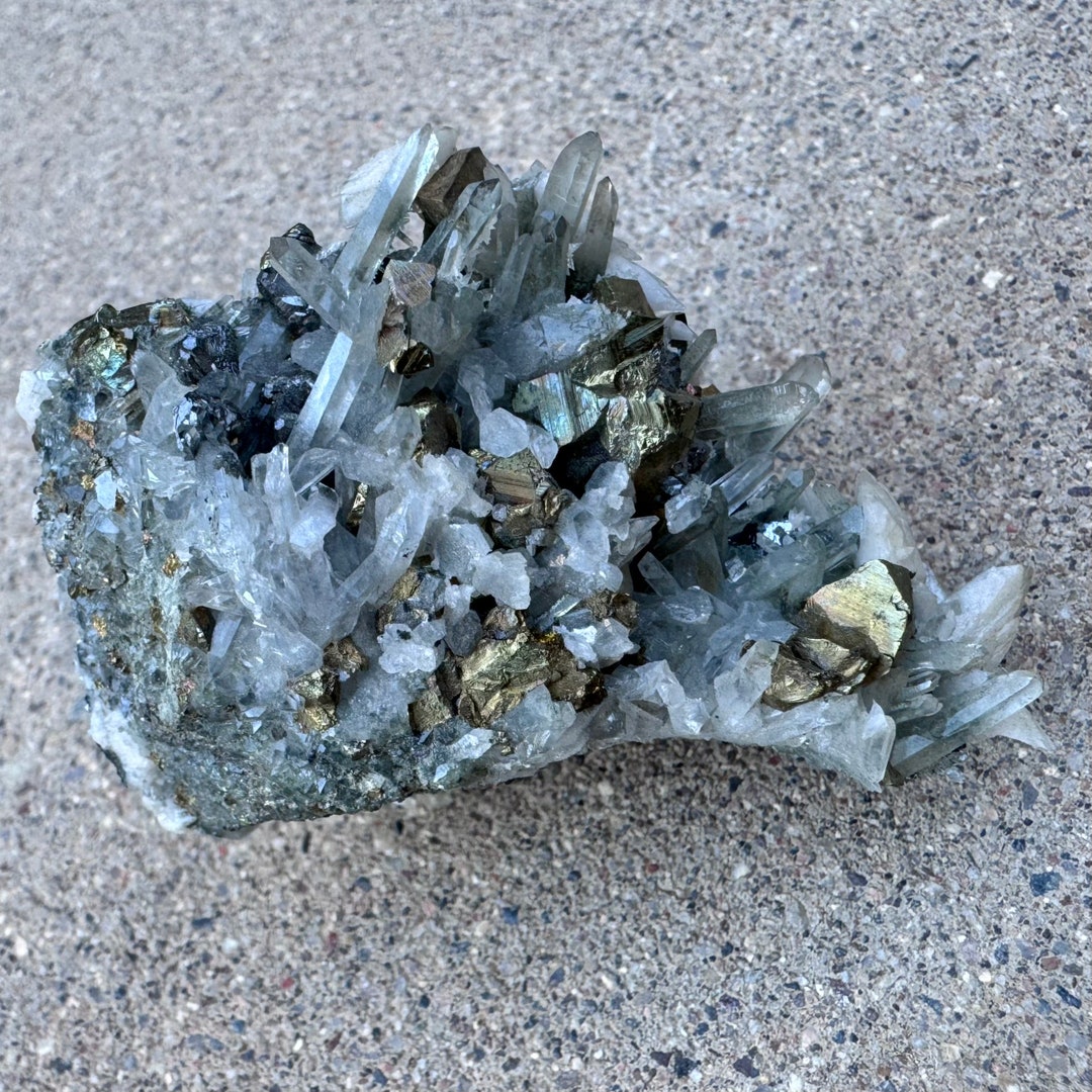 Rare 2.6” New Mexico Chalcopyrite With Quartz & Dogtooth Calcite ...