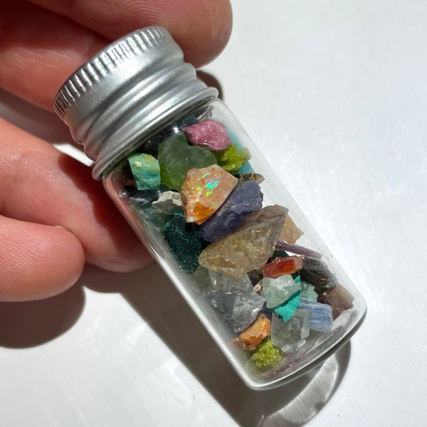 The Crystal Energy Vial - 40+ Different Rare Mineral Collection in 2” Glass Vial ( Indexed in Item Details ) - Item:Q23230