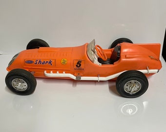 Rare 18” Large Vintage 1961 Remco Shark Toy Car U Control Tether Racing Car Collectible Orange Racecar - Newark, New Jersey, USA