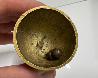 Vintage 3.1” Brass Bell With Unique Figure Handle Antique