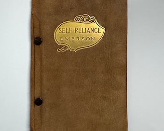 Rare Antique Suede Leather Book Self Reliance & Golden Thoughts 17 Page Important Quotes by Ralph Waldo Emerson Early 1900s New York