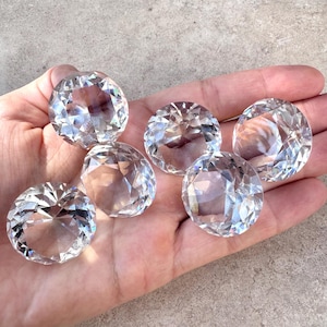 6pc Lot 1.2&quot; Glass Diamond Paperweight Set Wholesale Collectible Small Size Glass Gemstone Gift Set