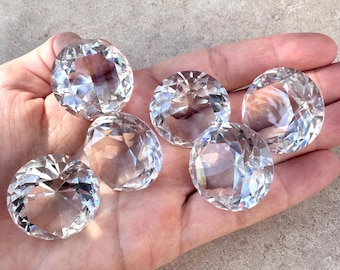 6pc Lot 1.2&quot; Glass Diamond Paperweight Set Wholesale Collectible Small Size Glass Gemstone Gift Set
