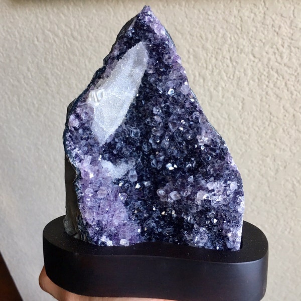 Top Quality 2lb Amethyst with Sparkly Quartz over Calcite Decorator + Base  - Minas Gerais, Brazil - Self Standing - Item:AM16639