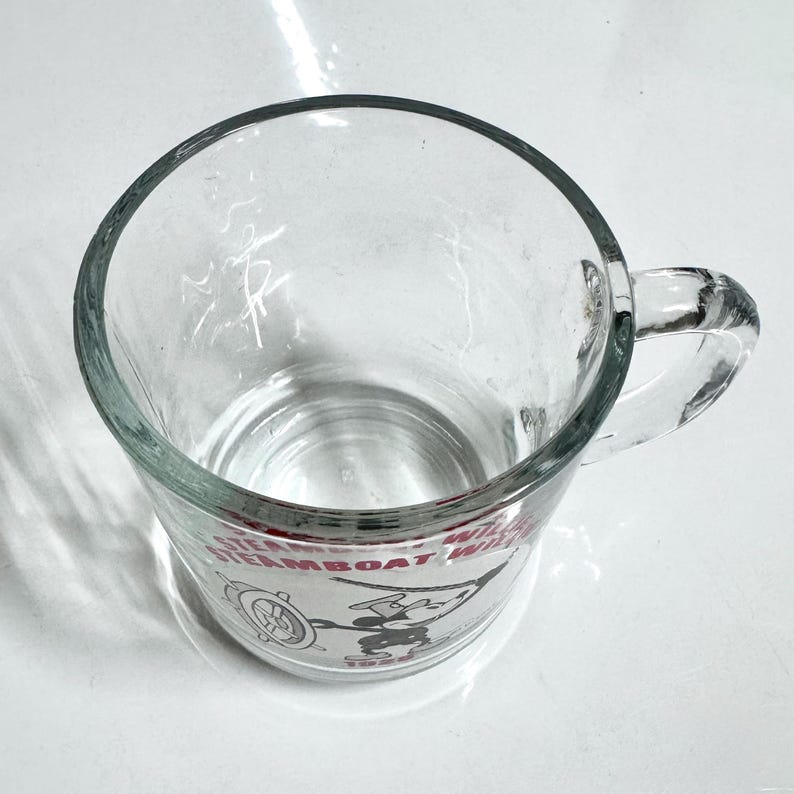 Vintage Mickey Mouse Glass Mug 3.5” Collectible Steamboat Willie Walt Disney Productions Cup Made in the USA image 4
