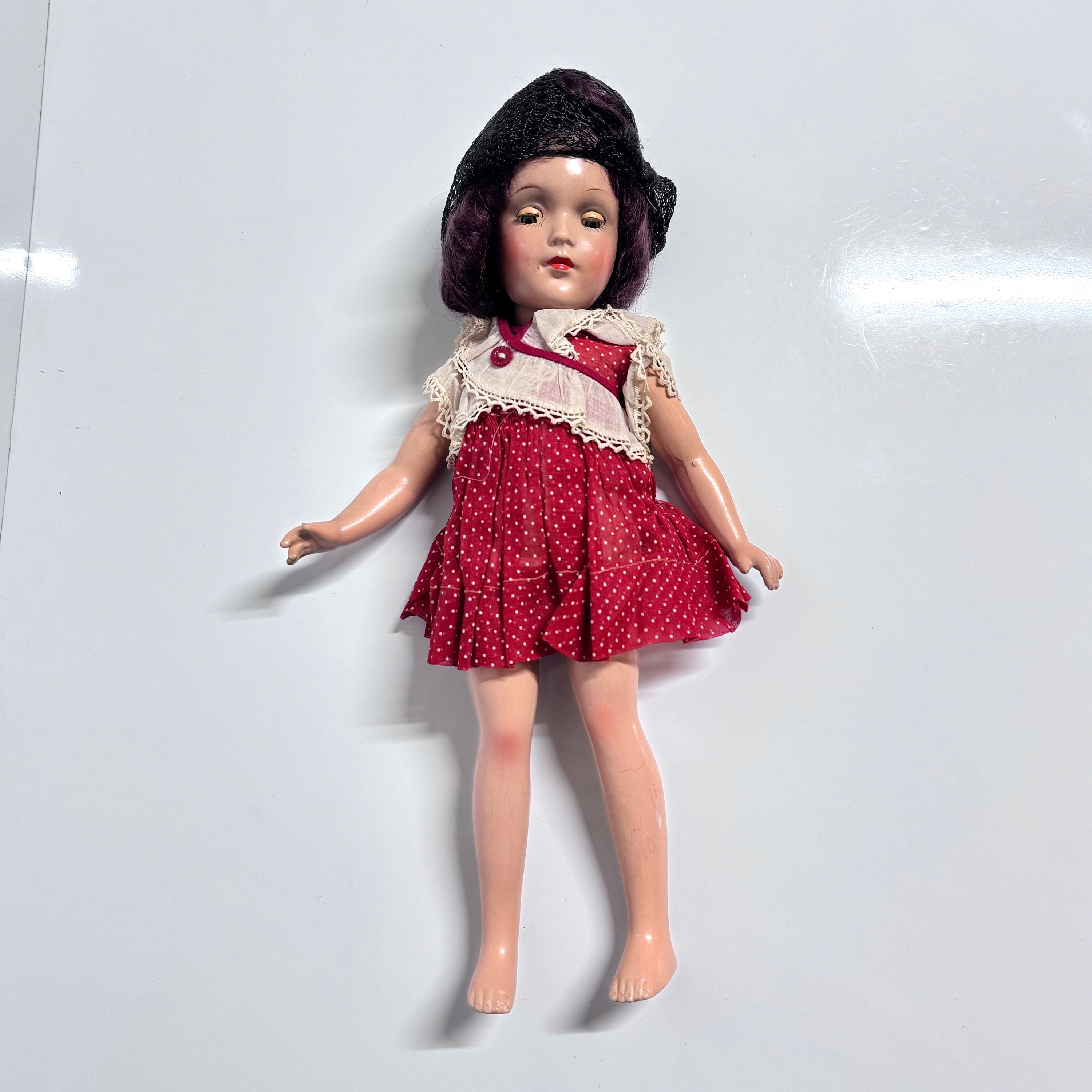 Antique 14” Large Collectible Doll 1950s Vintage Functional