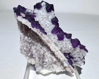 Rare 1.6” Arizona Purple Fluorite & Calcite Crystal Cluster 8.8g Mineral Specimen - 2nd Chance Mine, Tombstone, Cochise Co, AZ - Item:F25098