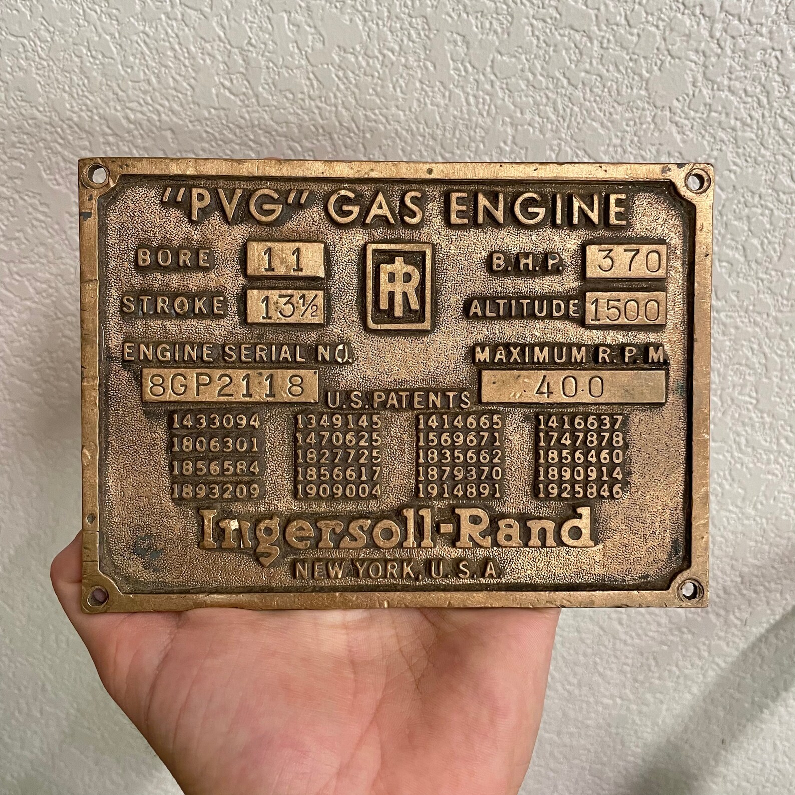 Rare Vintage 6 Heavy Brass Engine Plate Ingersoll Rand New Etsy