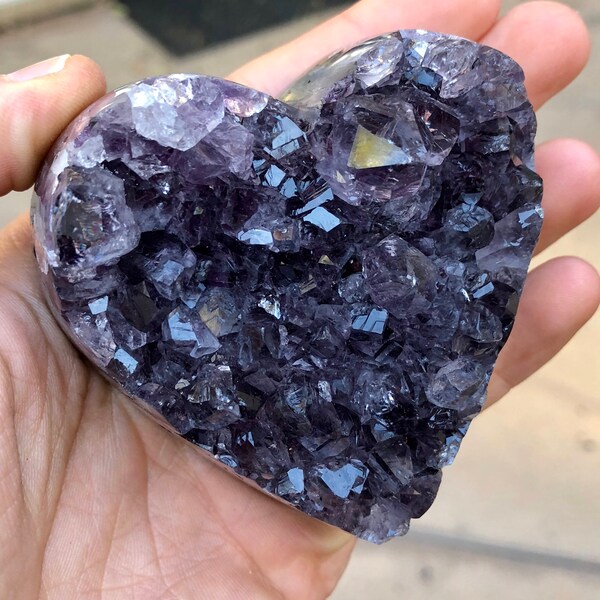 Top Quality 315g Large Polished Amethyst Heart w/ Agate Crystal Decorator - Artigas, Uruguay - Item:AM18044