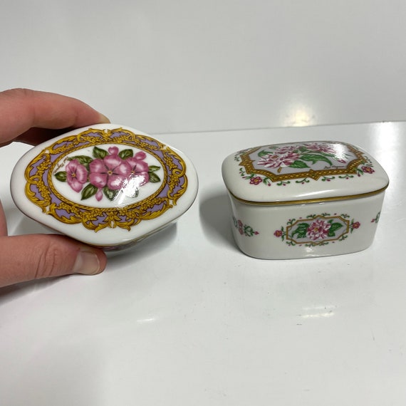 2pc Lot Vintage Japanese Porcelain Evergreen Jewe… - image 2