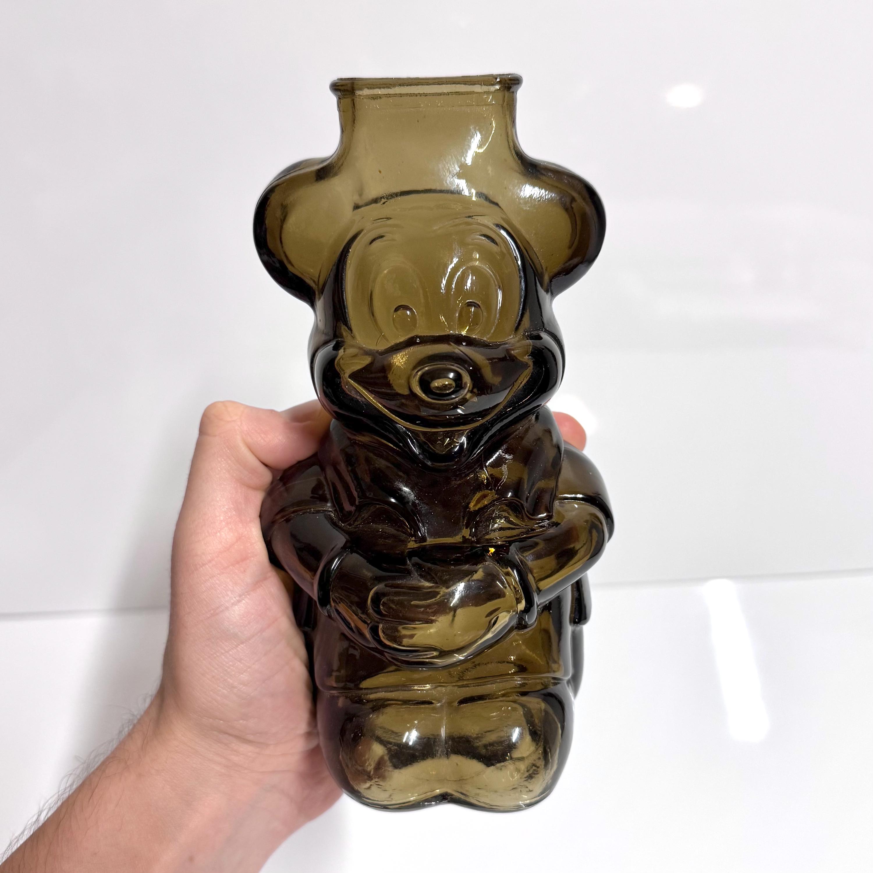 Antique Glass Mickey Mouse Club Glass Coin Bank Vintage 6.8” 1950s