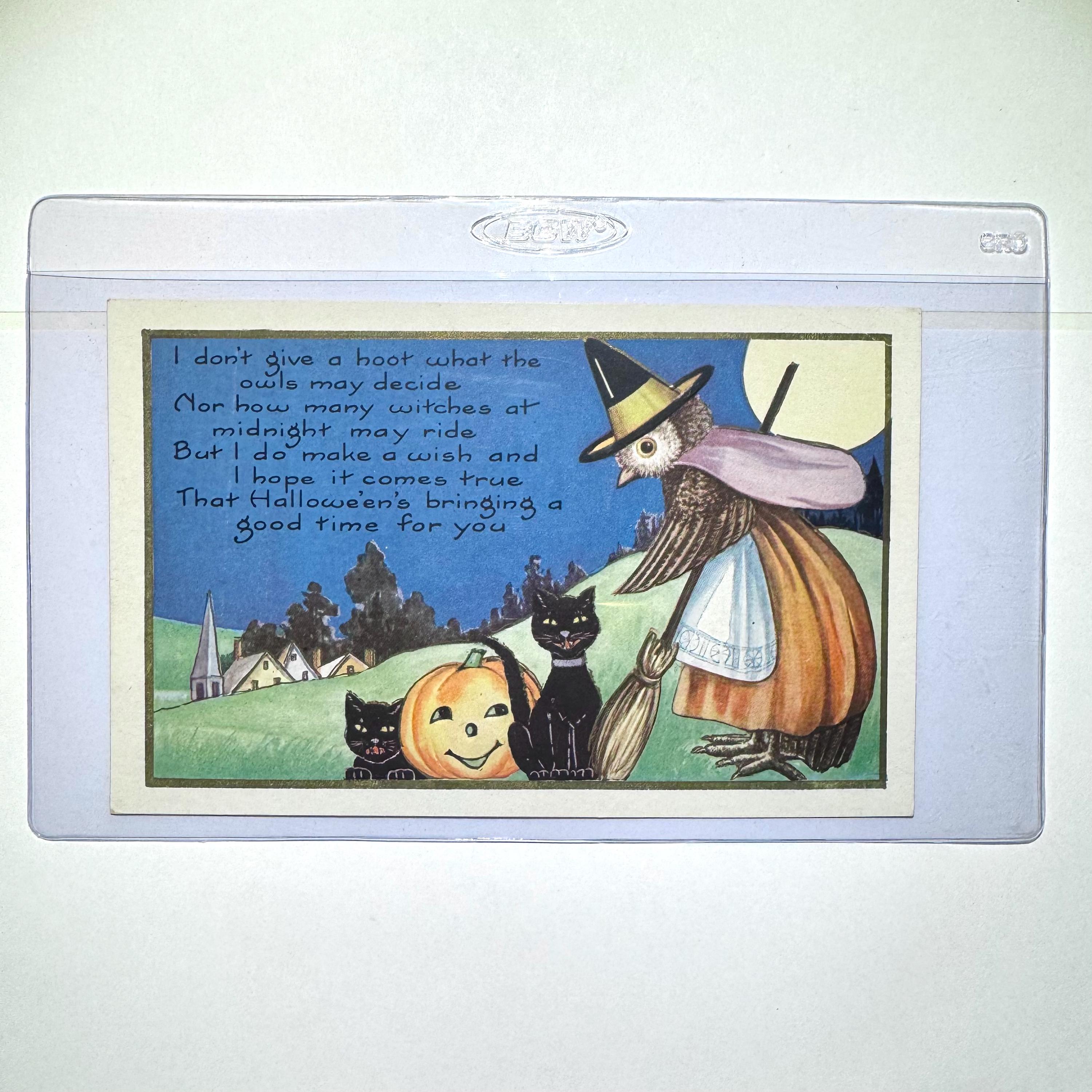 Rare Vintage 1930s Original Whitney Halloween Postcard Owl, Cat ...