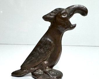 Rare 4.2” Vintage Bronze Parrot Bottle Opener Antique Bar or Desk Bird Paperweight Collectible Barware Made in USA