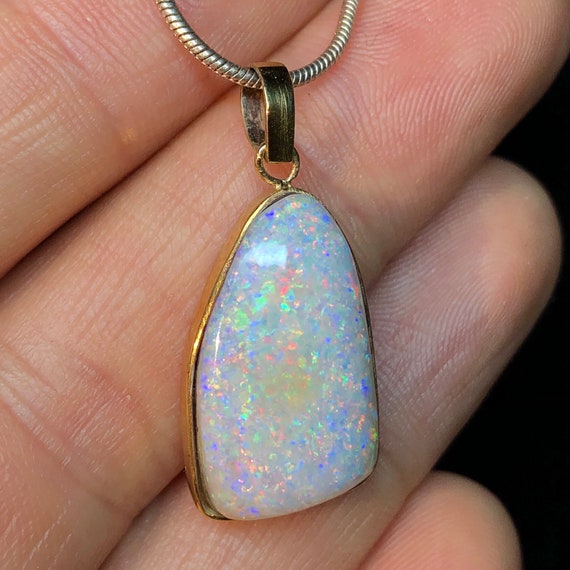 Rare 14k Solid Gold Boulder Opal Pendant Designer JS Noor X Exotic