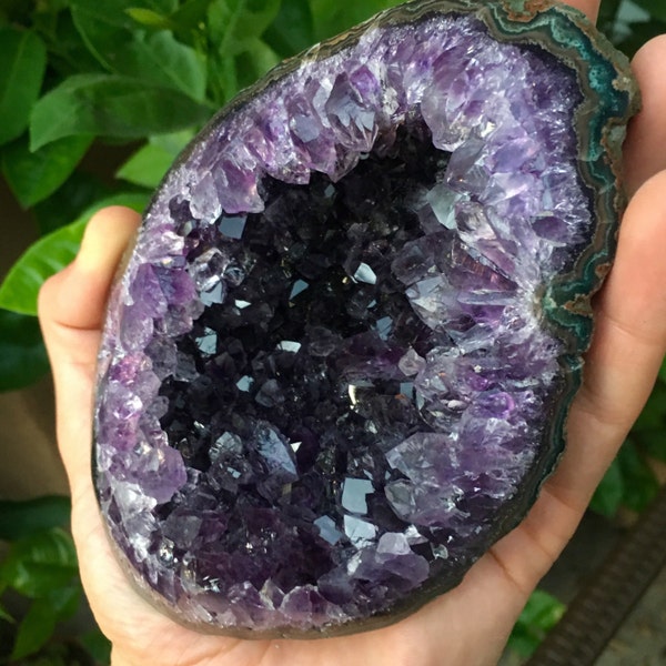 Top Quality 1.4lb Polished Amethyst with Agate Geode - Minas Gerais, Brazil - Item:AM160623