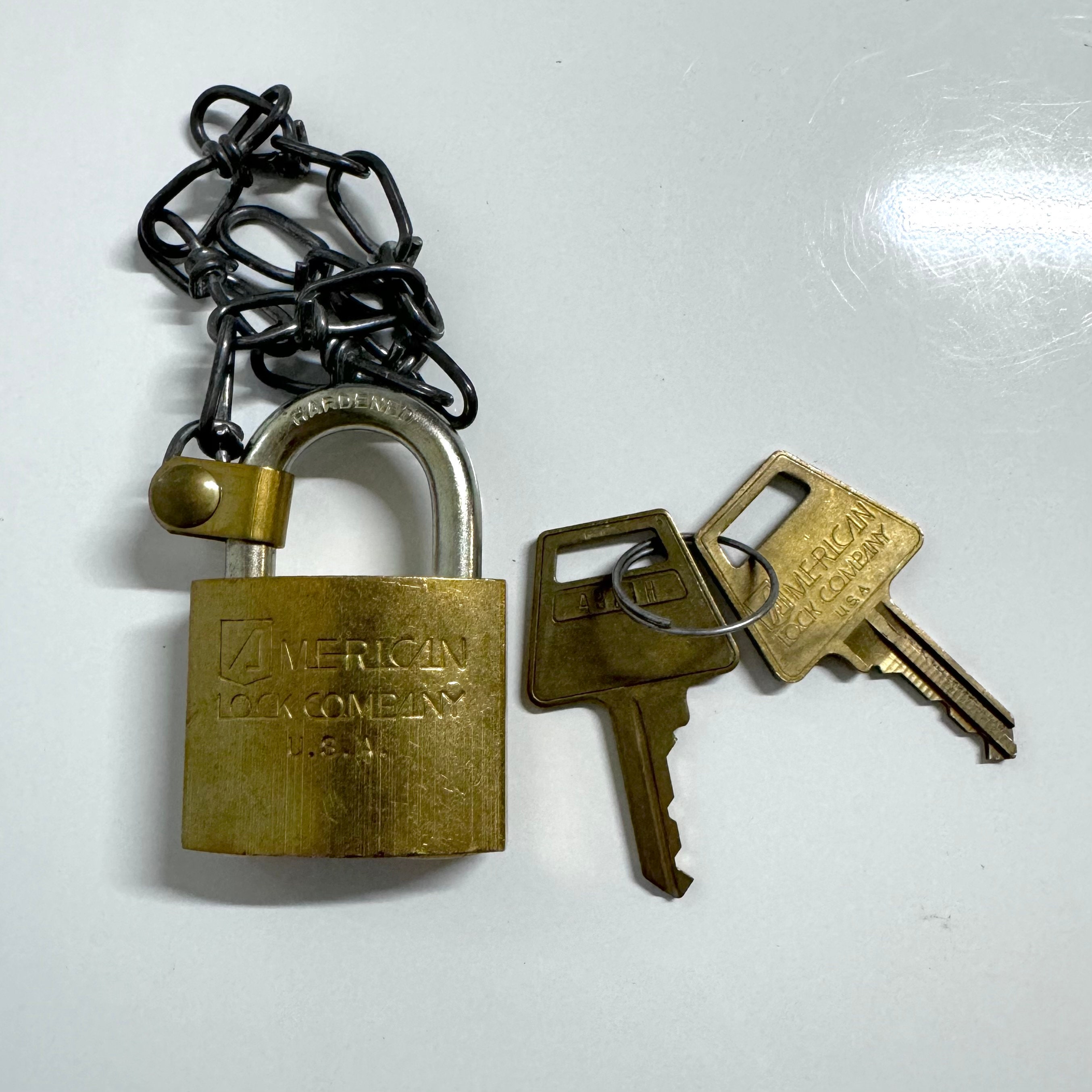 Vintage 2.3” US Padlock and Key Set American Lock Company