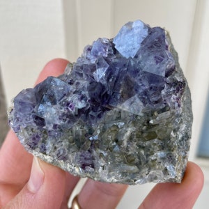 Rare 2.6” Bicolor Fluorite with Quartz Crystal Cluster 114g Mineral Specimen - Inner Mongolia, China - Item:F21029