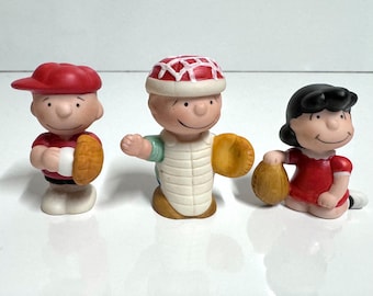 3pc Lot Vintage Porcelain Peanuts Characters Figurine Set Hand Painted Collectible 1960s United Feature Syndicate Figurines - ItemVC25001