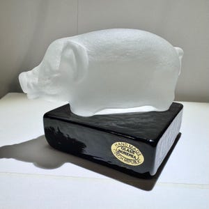 Vintage Bohemian Glass Pig Paperweight 4” 1.15lb Collectible Signed Glass Animal Made in the Czech Republic - Item:VC25036