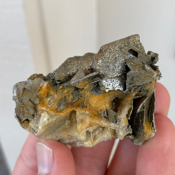 Unique 2.1” Pyrite Casting over Barite Crystal Cluster 63g Mineral Specimen - Bou Nahas Mine, Tinghir Province, Morocco - Item:PY23074