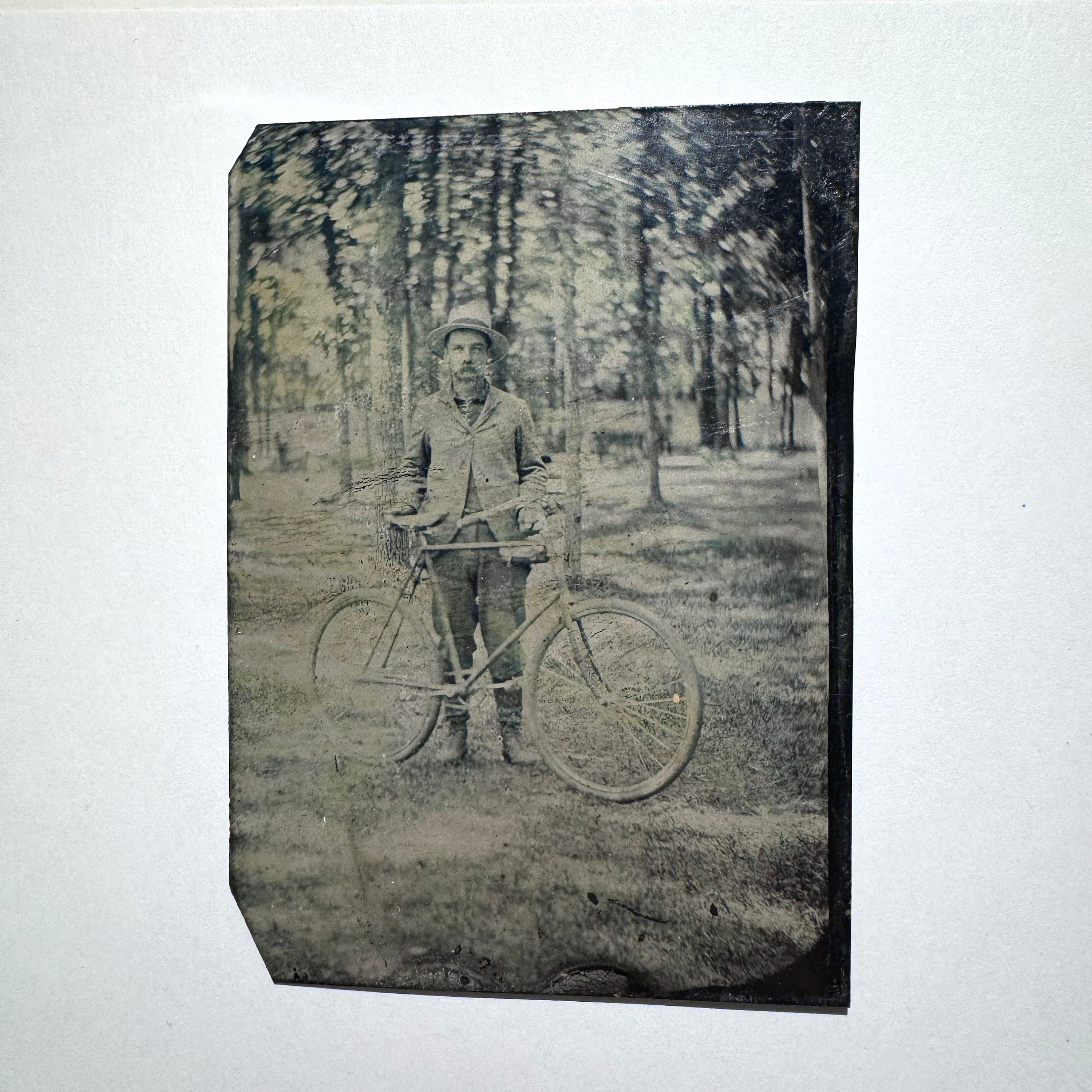 Antique Tintype of Man With Bicycle Outdoor Tintype Photo - Original ...