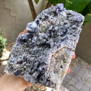Rare 6.4” XL Rogerley Fluorite w/ Sparkly Druzy Quartz 3.95lb Crystal Centerpiece Specimen - Rogerley Mine, Weardale, England - Item:F19177