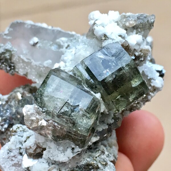Rare 2.4” Fluorapatite, Quartz, Marcasite, Tourmaline, Dolomite, Chalcopyrite Crystal Specimen - Panasqueira Mine, Portugal - Item:APT17048