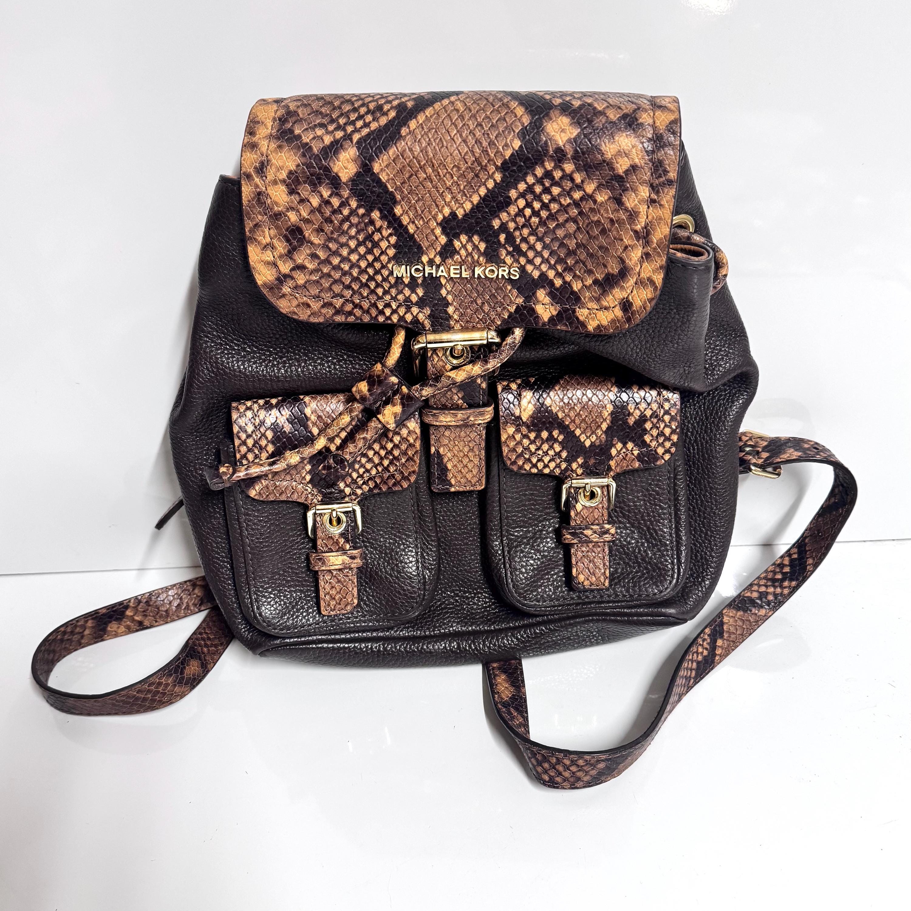 Michael Kors Brown Leather Susie Backpack Adjustable Bag  display picture 3