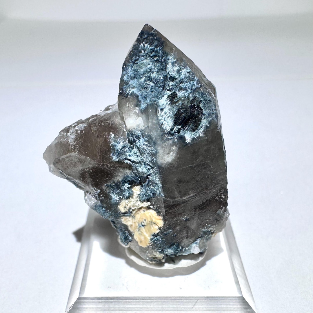 Rare 1.2” Erongo Blue Foitite Tourmaline on Quartz Crystal 14g Mineral ...