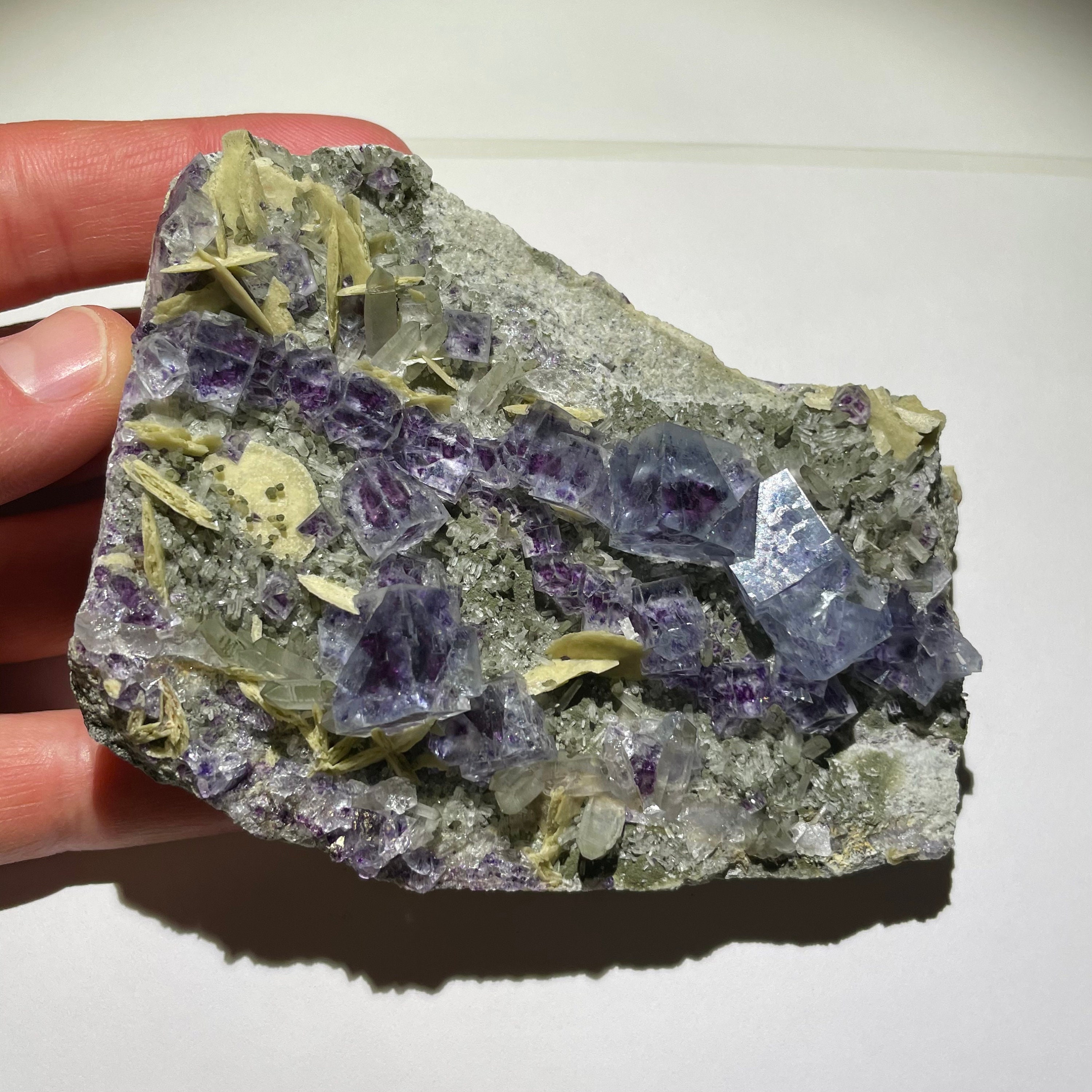 Museum Quality 4” Rare Bicolor Fluorite W/ Quartz & Siderite