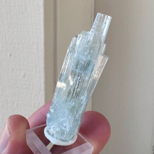 Rare 1.9” Gem Aquamarine Beryl Crystal 10.9g Step Terminated Mineral Specimen - Haramosh Mts., Pakistan - Item:AQ23019