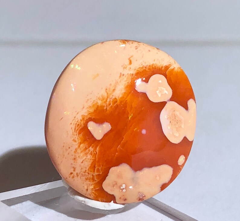 Item:O18558 Mexico Top Quality 6.3ct Polished Fire Opal Crystal Cabochon Perfect for Jewelry