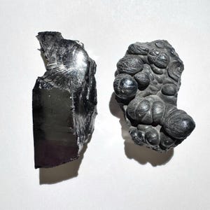 2pc Lot Shungite & Botryoidal Hematite Crystal Set 73g Wholesale Mineral Set - Morocco - Item:Q25088