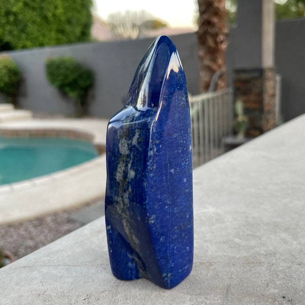 Rare 4.6” Freeform Lapis Lazuli Stone 296g Polished Crystal Decorator - Badakhshan, Afghanistan - Item:LL23076