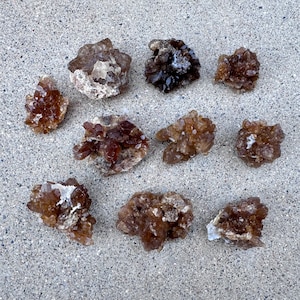 10pc Lot Natural Gem Citrine Crystal Cluster Set 121g 1”-1.4” Wholesale Mineral Set - Boulemane, Morocco - Item:Q24352