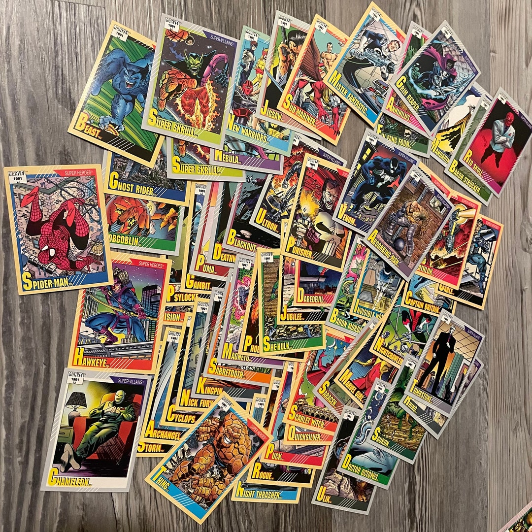 60pc Lot Marvel Trading Cards Set 1991 Vintage Collectible Card