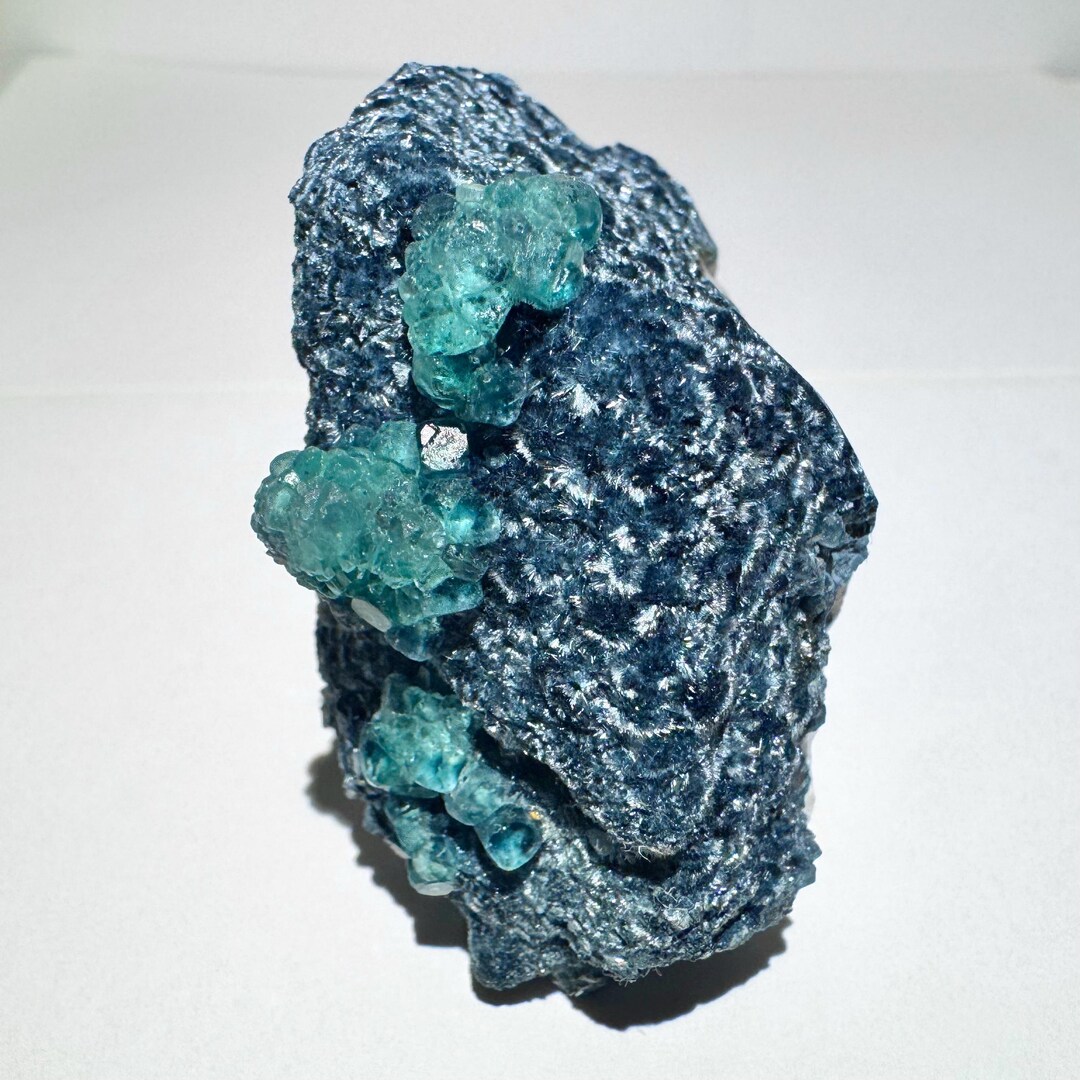 Erongo Blue Foitite Tourmaline & Green Fluorite Over Microcline ...